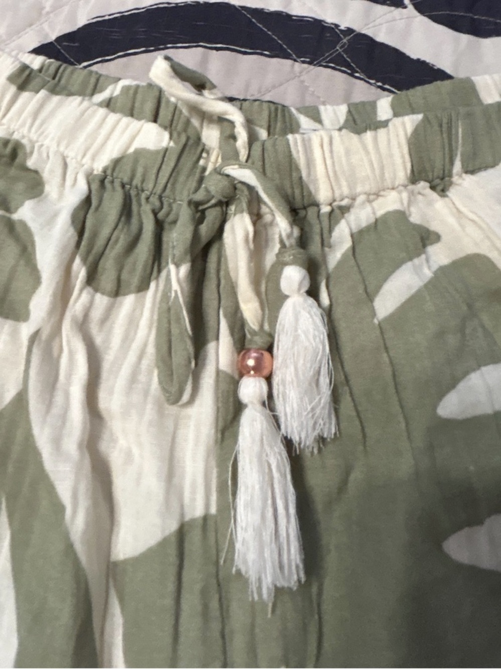 NWT SALTY LEMON Sage Green Tropical Wide Leg Beach Pants Coastal Boho Resort - Picture 7 of 10